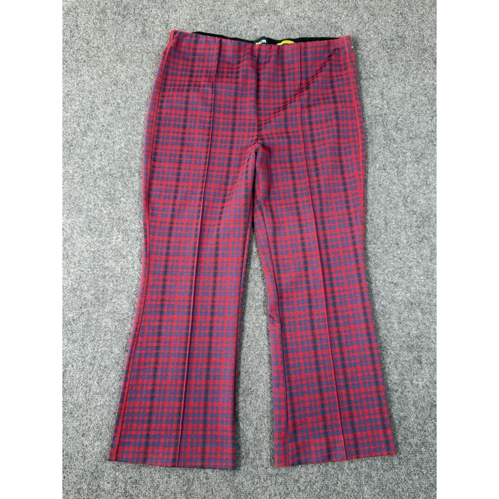 Maeve Anthropologie The Margot Kick Flare Pants Womens Large Red Navy Plaid